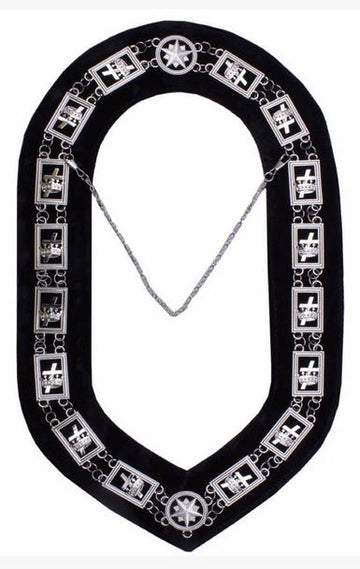 Knights Templar - Masonic Chain Collar - Gold/Silver on Black + Free Case